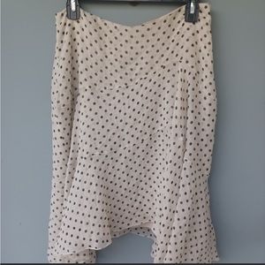 Vintage silk cream/black polka dots asymmetrical skirt size 36/6.